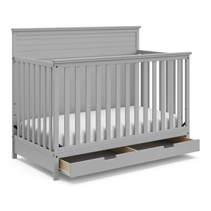 Storkcraft Homestead 4 in 1 Convertible Crib with Drawer in Pebble Gray