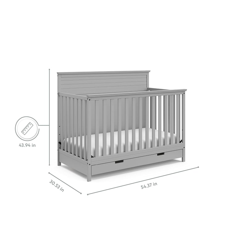 Storkcraft Homestead 4 in 1 Convertible Crib with Drawer in Pebble Gray