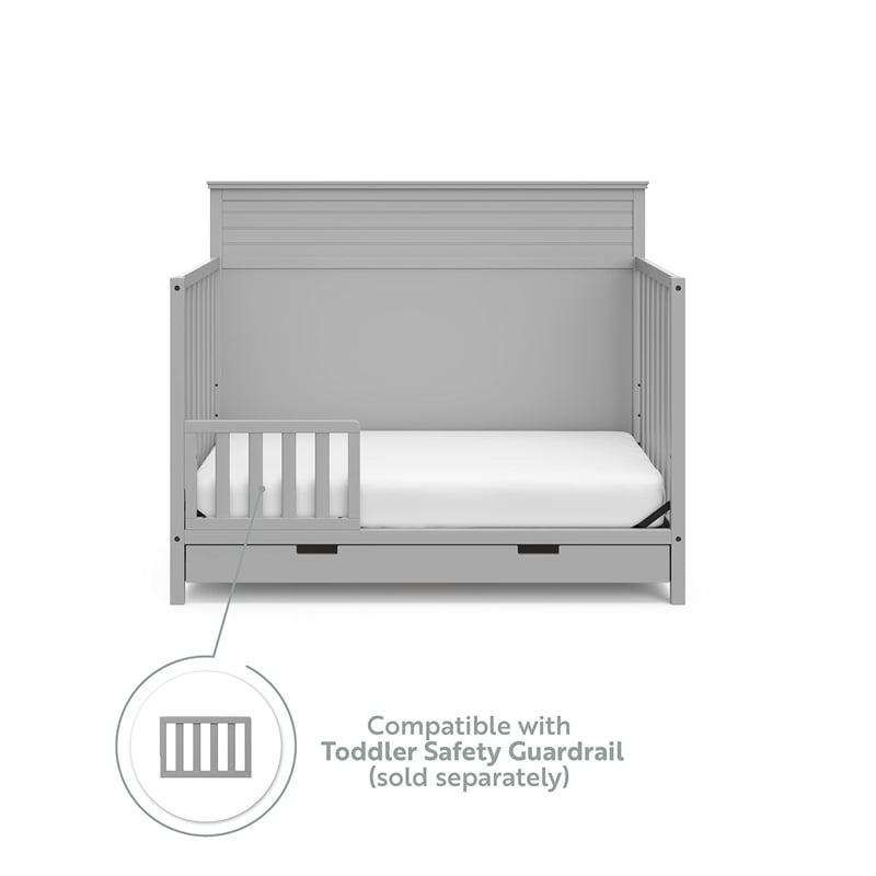 Storkcraft Homestead 4 in 1 Convertible Crib with Drawer in Pebble Gray