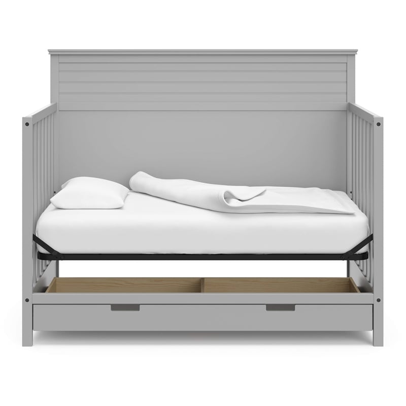 Storkcraft Homestead 4 in 1 Convertible Crib with Drawer in Pebble Gray
