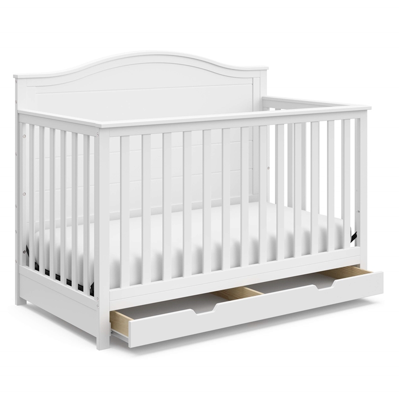Storkcraft Moss 4 in 1 Convertible Crib with Drawer in White