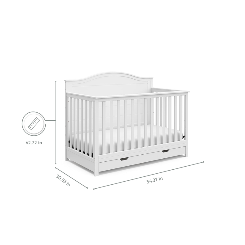 Storkcraft Moss 4 in 1 Convertible Crib with Drawer in White