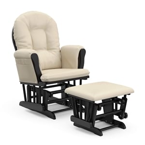 Stork Craft Hoop Glider and Ottoman in Black and Beige