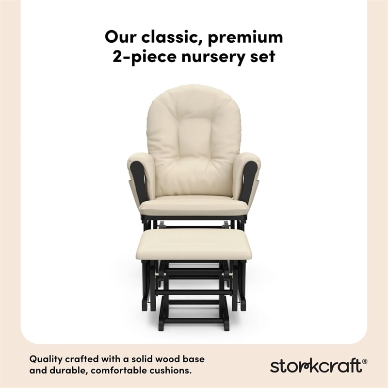 Stork Craft Hoop Glider and Ottoman in Black and Beige
