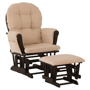 Stork Craft Hoop Glider and Ottoman in Black and Beige