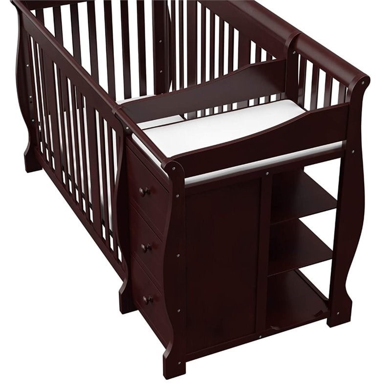 Stork Craft 4-in-1 Portofino Crib & Changer Combo in Espresso