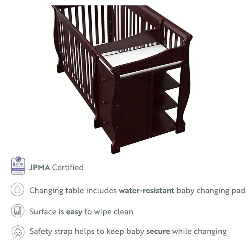 Stork Craft 4-in-1 Portofino Crib & Changer Combo in Espresso