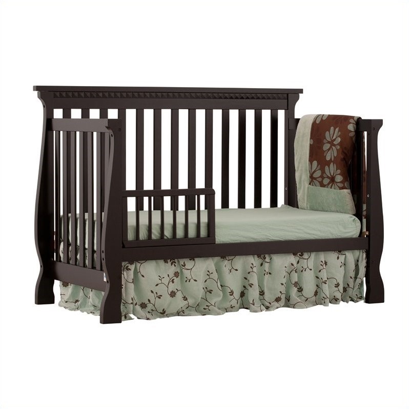 4-in-1 Fixed Side Convertible Crib In Black - 04587-13B