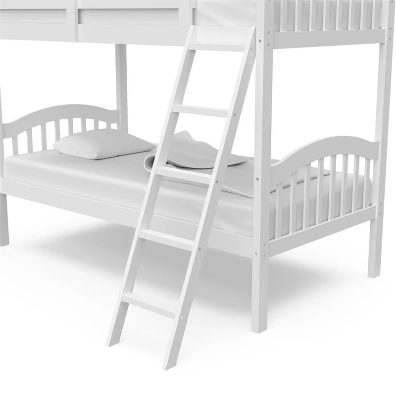 Stork Craft Long Horn Solid Wood Twin over Twin Bunk Bed in White