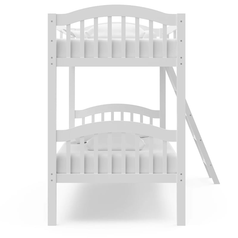 Stork Craft Long Horn Solid Wood Twin over Twin Bunk Bed in White