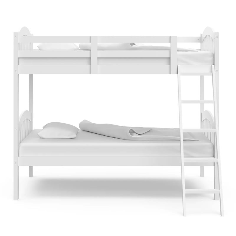Stork Craft Long Horn Solid Wood Twin over Twin Bunk Bed in White