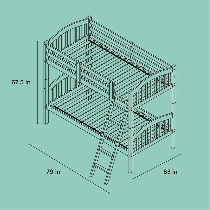 Stork Craft Long Horn Solid Wood Twin over Twin Bunk Bed in White
