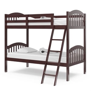 Stork Craft Long Horn Solid Wood Twin over Twin Bunk Bed in Espresso