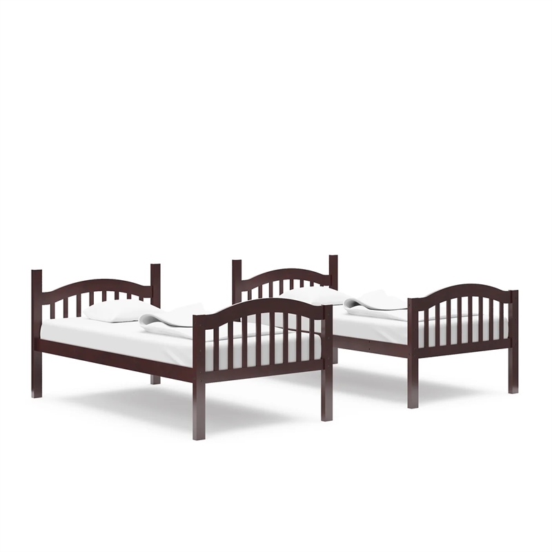 Stork Craft Long Horn Solid Wood Twin over Twin Bunk Bed in Espresso