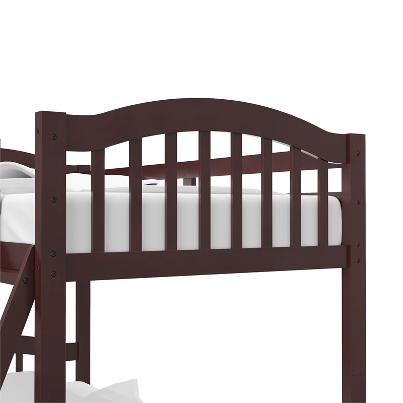 Stork Craft Long Horn Solid Wood Twin over Twin Bunk Bed in Espresso