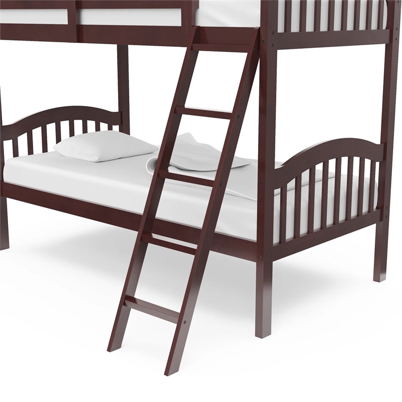Stork Craft Long Horn Solid Wood Twin over Twin Bunk Bed in Espresso