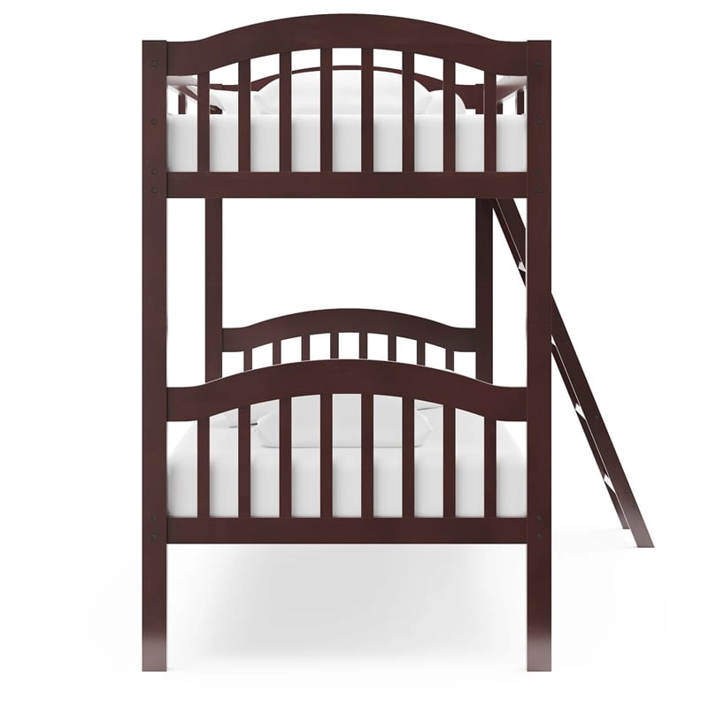 Stork Craft Long Horn Solid Wood Twin over Twin Bunk Bed in Espresso