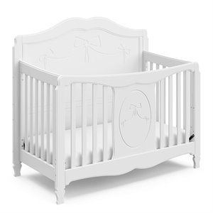 stork craft princess fixed side convertible crib in white