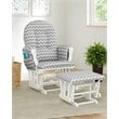 Storkcraft White Frame Hoop Glider with Ottoman in Chevron