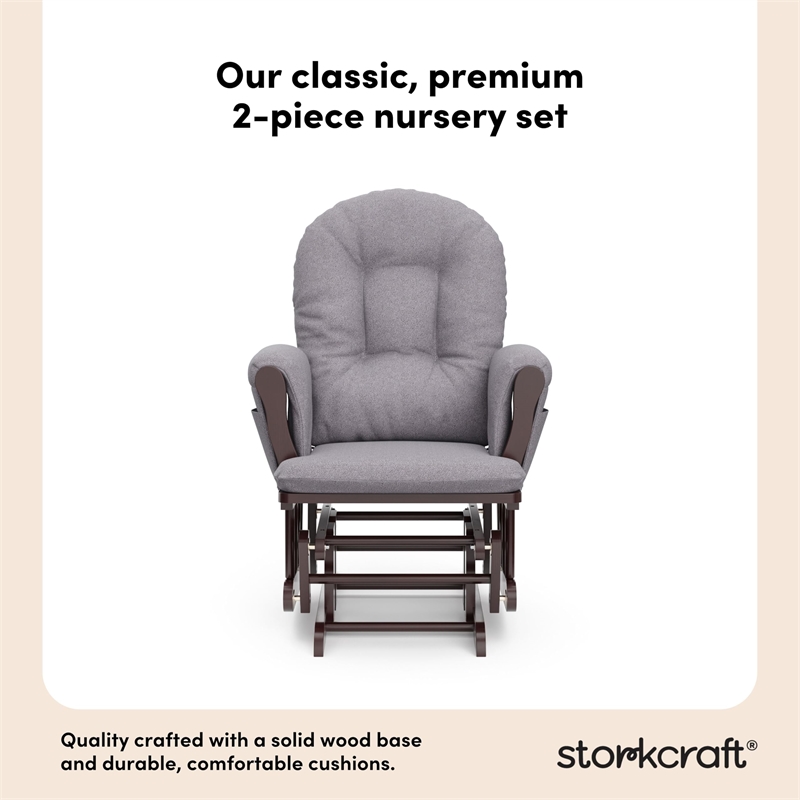 Stork Craft Hoop Custom Glider and Ottoman in Espresso and Slate Gray