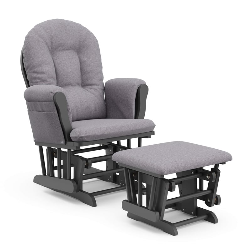 Stork Craft Hoop Custom Glider and Ottoman in Gray and Slate Gray