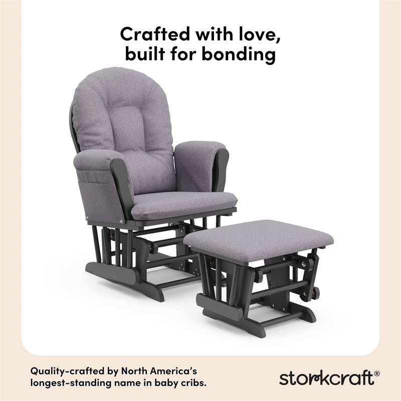 Stork Craft Hoop Custom Glider and Ottoman in Gray and Slate Gray