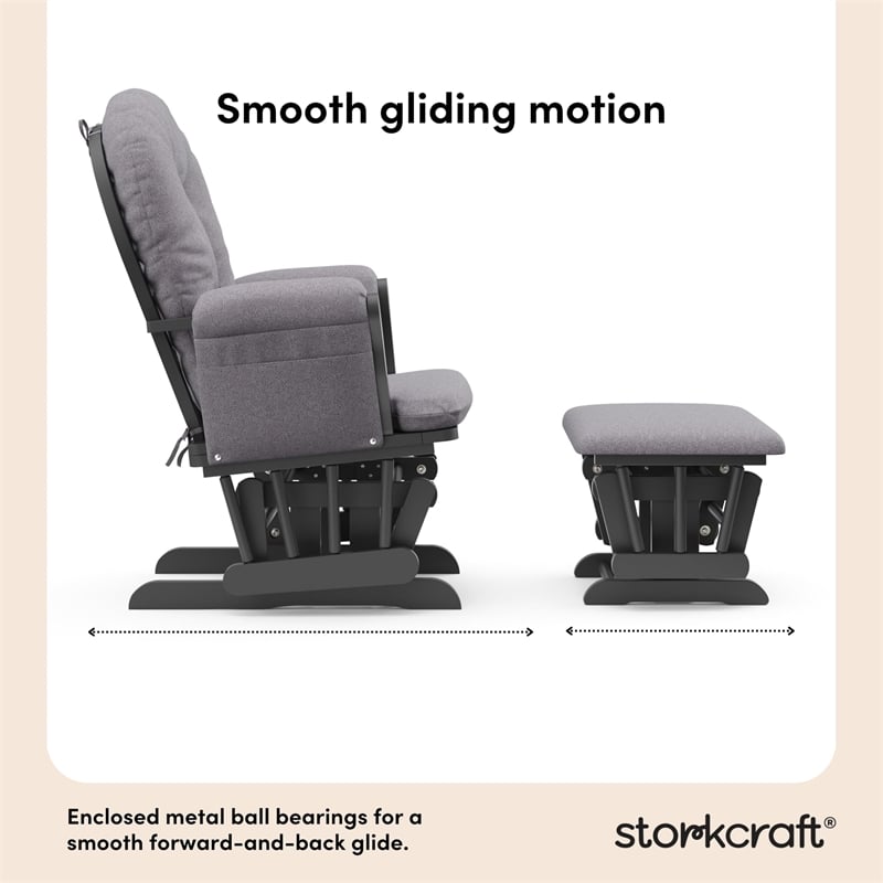 Stork Craft Hoop Custom Glider and Ottoman in Gray and Slate Gray