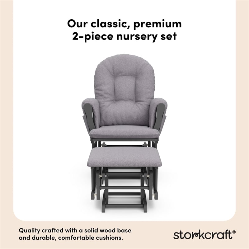 Stork Craft Hoop Custom Glider and Ottoman in Gray and Slate Gray