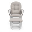 Stork Craft Hoop Custom Glider and Ottoman in White and Taupe Swirl