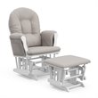 Stork Craft Hoop Custom Glider and Ottoman in White and Taupe Swirl