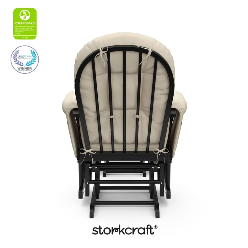 Stork Craft Hoop Custom Glider and Ottoman in White/Pink Blush Twirl