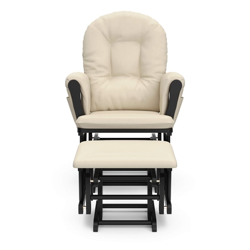 Stork Craft Hoop Custom Glider and Ottoman in White/Pink Blush Twirl