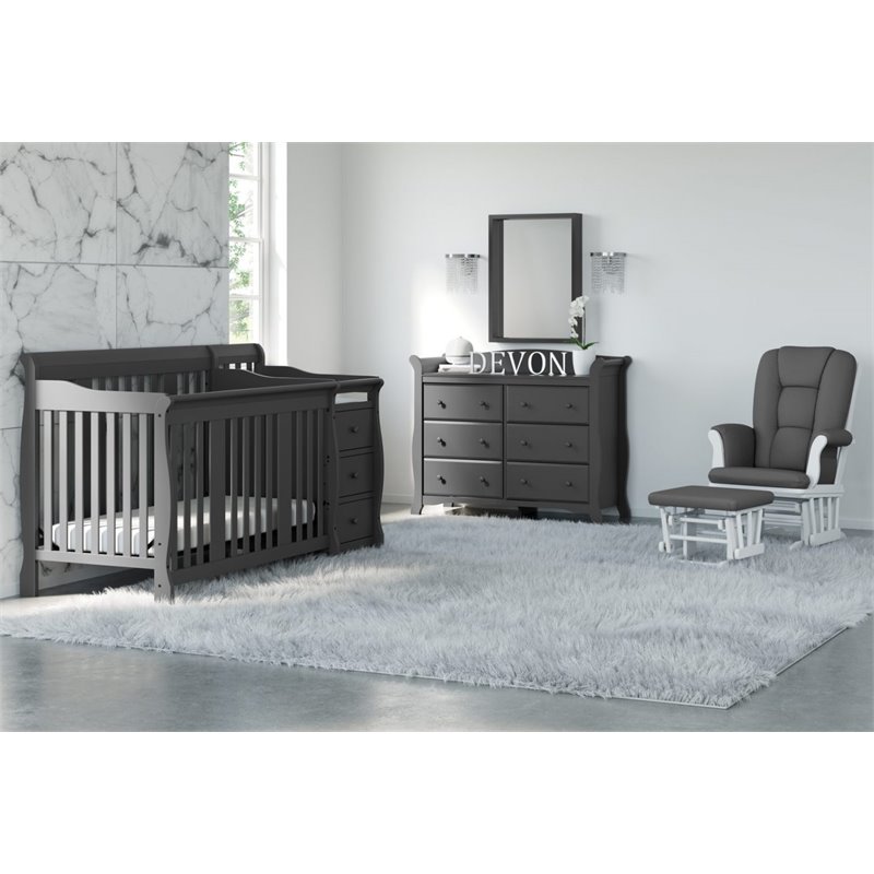 Stork Craft Custom Tuscany Glider and Ottoman in White and Gray