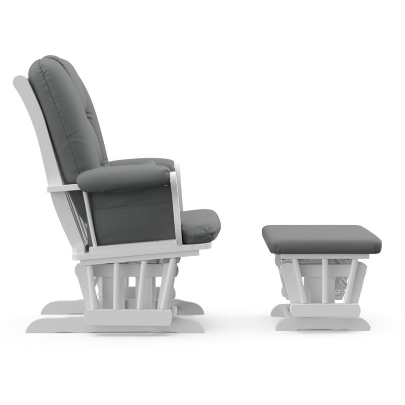 Stork Craft Custom Tuscany Glider and Ottoman in White and Gray