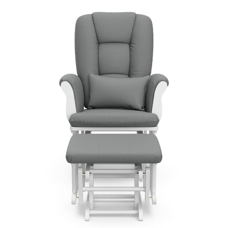 Stork Craft Custom Tuscany Glider and Ottoman in White and Gray