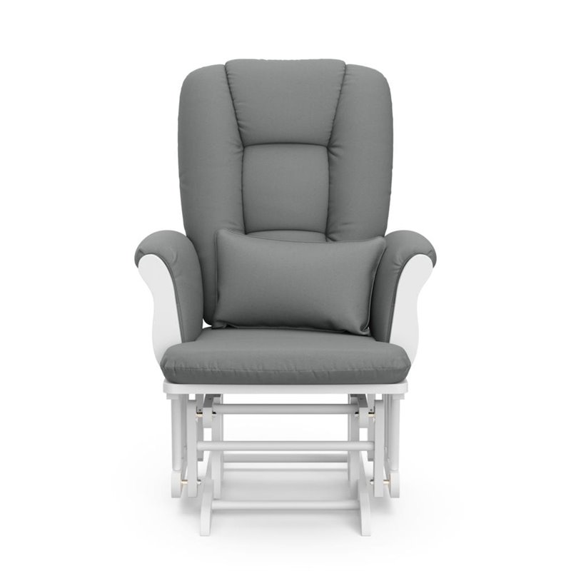 Stork Craft Custom Tuscany Glider and Ottoman in White and Gray