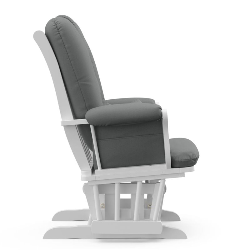 Stork Craft Custom Tuscany Glider and Ottoman in White and Gray