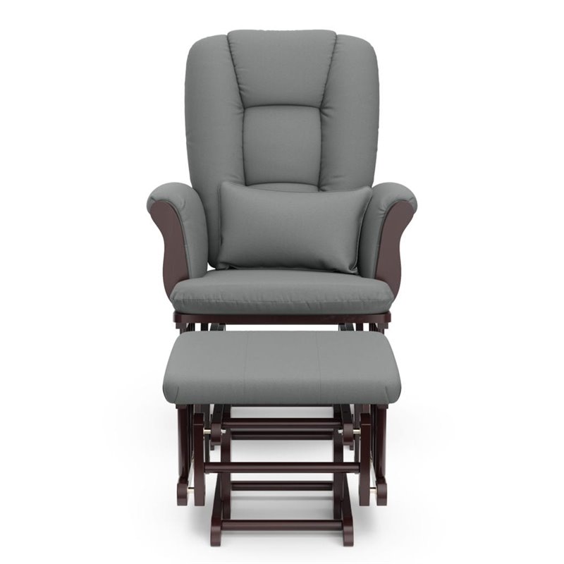 Stork Craft Custom Tuscany Glider and Ottoman in Espresso and Gray
