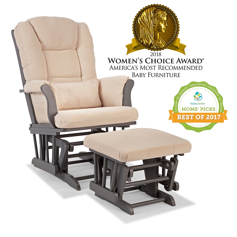 Stork Craft Tuscany Custom Glider and Ottoman in Gray and Beige