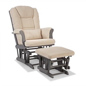 Stork Craft Tuscany Custom Glider and Ottoman in Gray and Beige