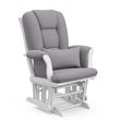 Stork Craft Tuscany Custom Glider and Ottoman in White and Slate Gray