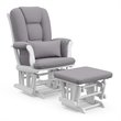 Stork Craft Tuscany Custom Glider and Ottoman in White and Slate Gray