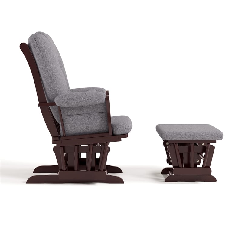 Stork Craft Tuscany Custom Glider and Ottoman in Espresso and Slate Gray