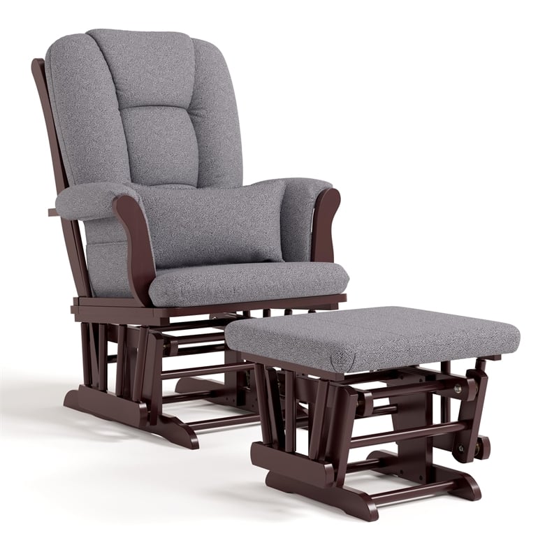 Stork Craft Tuscany Custom Glider and Ottoman in Espresso and Slate Gray