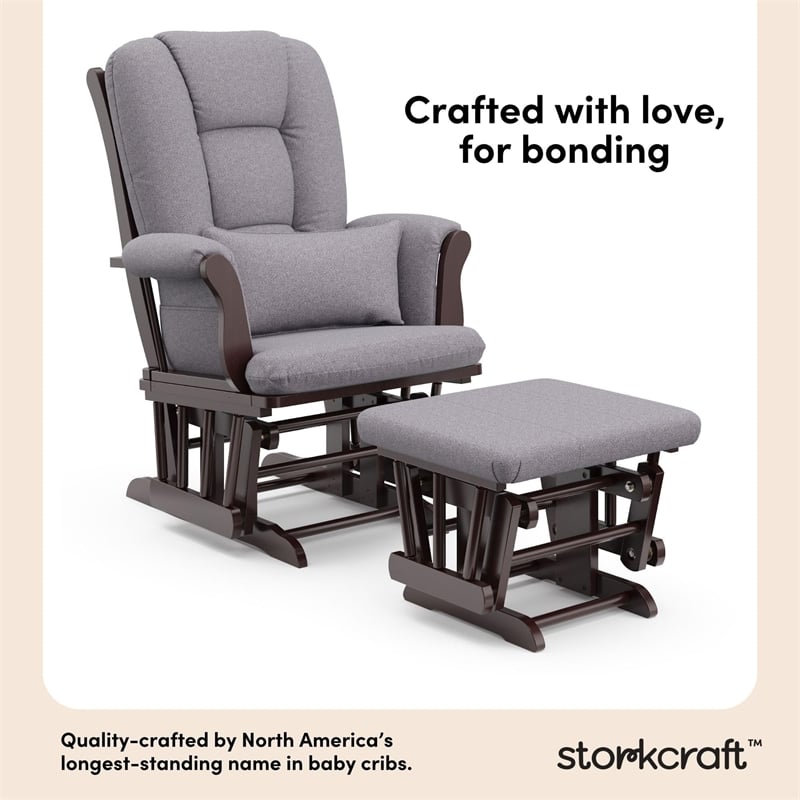 Stork Craft Tuscany Custom Glider and Ottoman in Espresso and Slate Gray