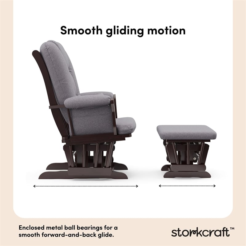 Stork Craft Tuscany Custom Glider and Ottoman in Espresso and Slate Gray