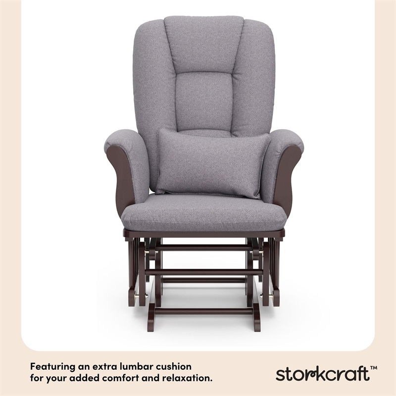 Stork Craft Tuscany Custom Glider and Ottoman in Espresso and Slate Gray