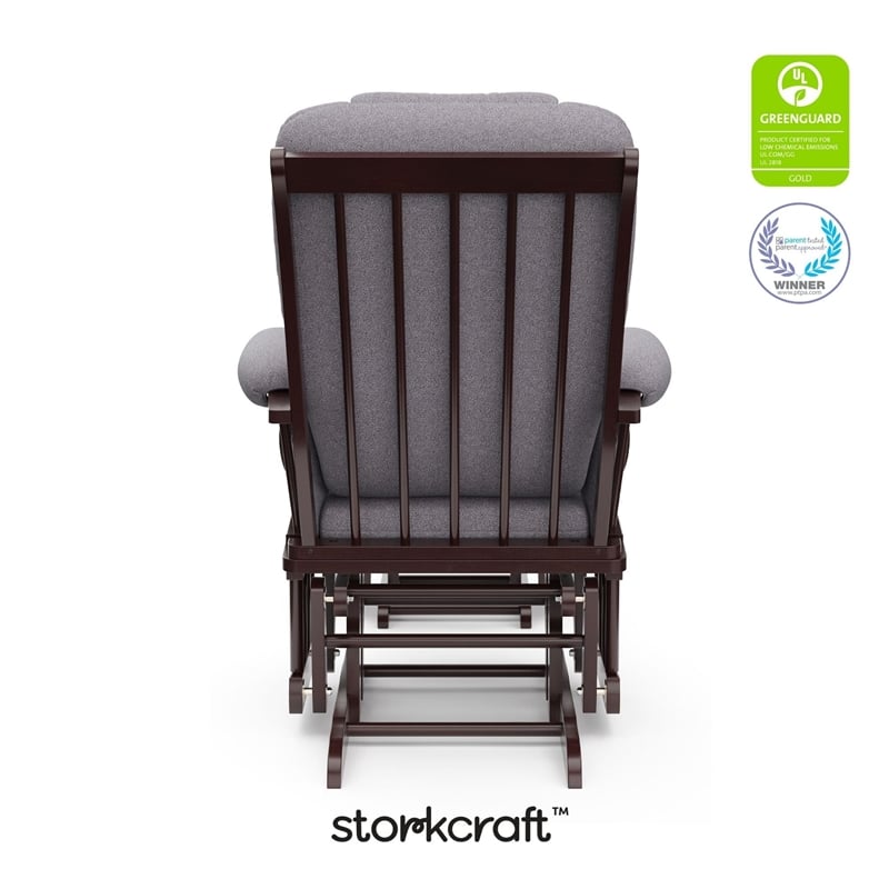 Stork Craft Tuscany Custom Glider and Ottoman in Espresso and Slate Gray