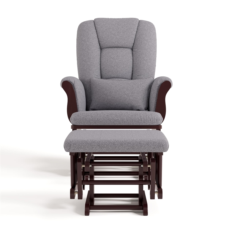 Stork Craft Tuscany Custom Glider and Ottoman in Espresso and Slate Gray