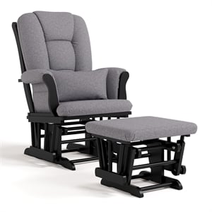 Stork Craft Tuscany Custom Glider and Ottoman in Black and Slate Gray